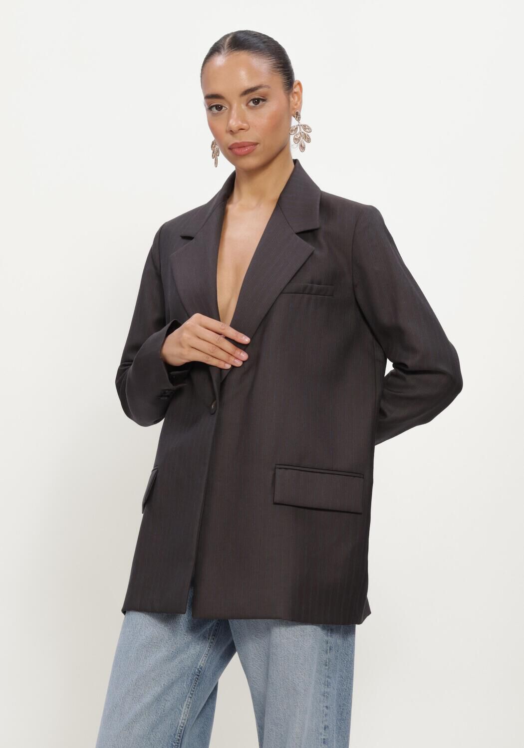 Donkergrijze MARGAUX LONNBERG Blazer NORTON VESTE - large