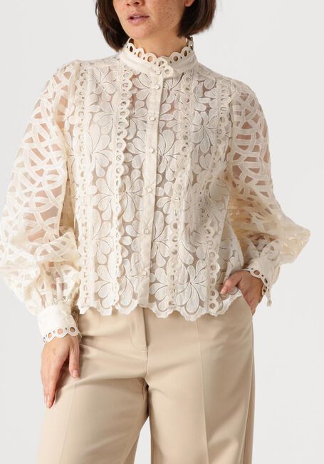 Witte SUMMUM Blouses BLOUSE LACE ORGANZA - large