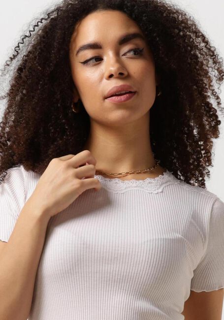 Witte ROSEMUNDE T-shirt BENITA SILK T-SHIRT W/ LACE - large