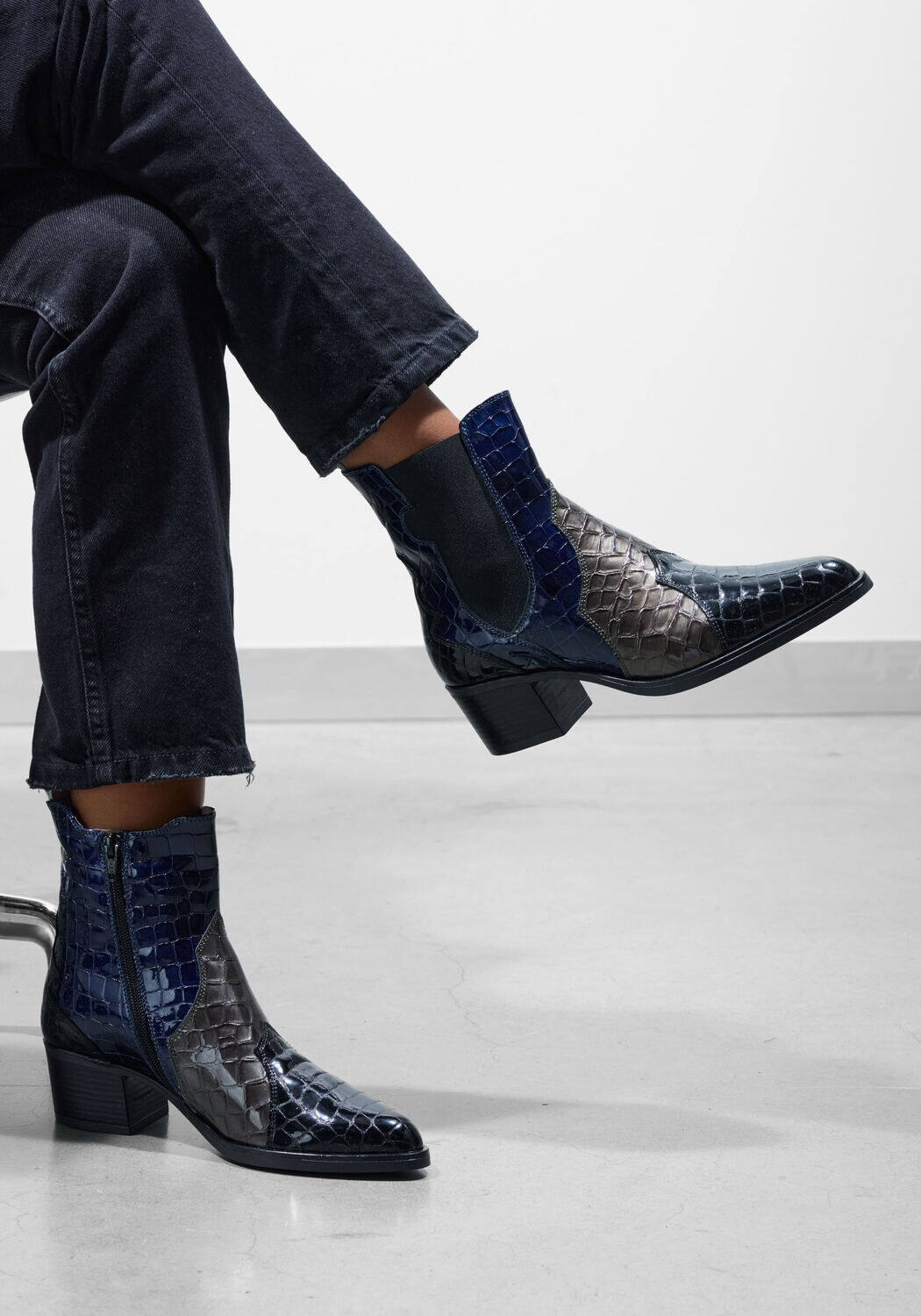 Zwarte DL SPORT Enkellaarsjes 6425 - large