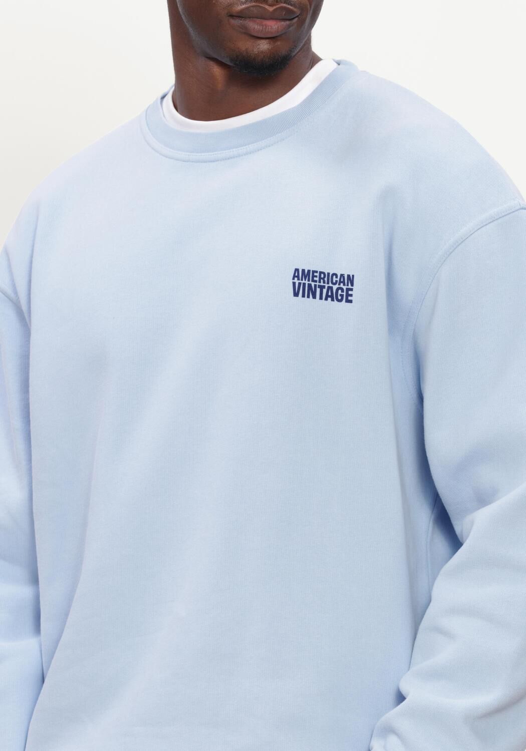 Blauwe AMERICAN VINTAGE Sweater PLIZZY CREW - large