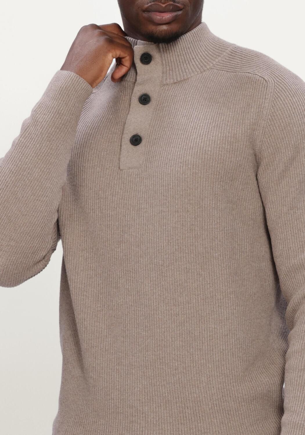 Beige GENTI Trui TURTLE BUTTON LS - large