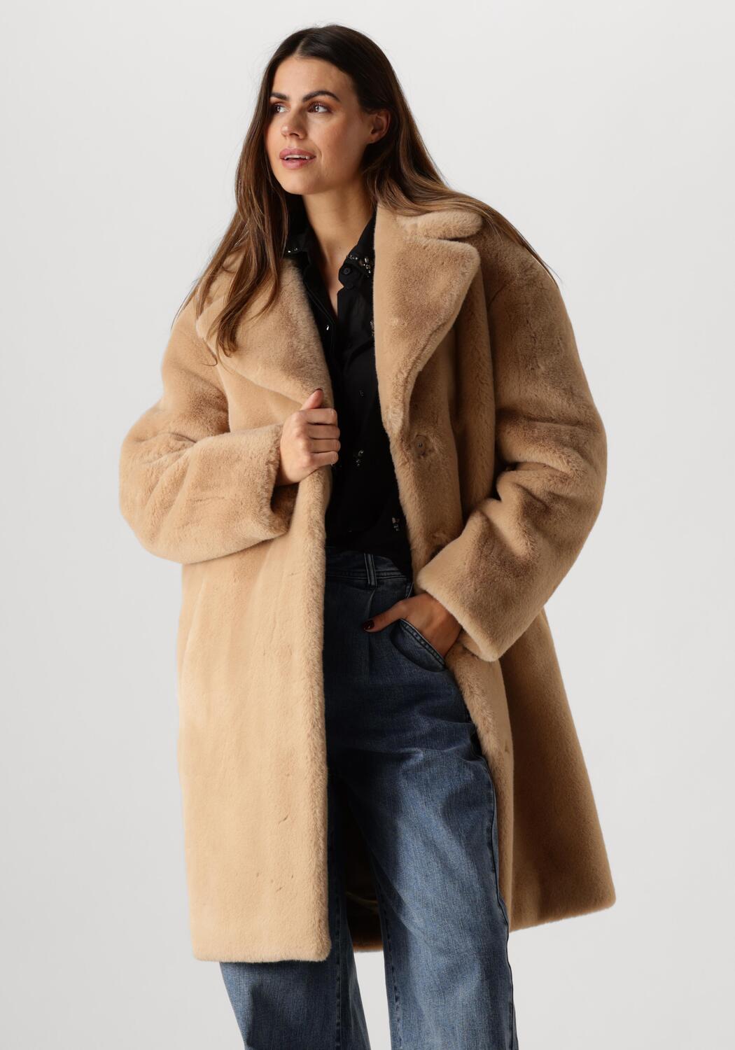 Stand Studio Mantel Kunstfell Beige Mango Coat Mango Mantel